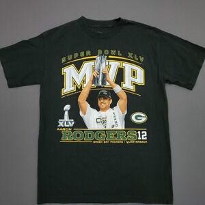 Green Bay Packers Aaron Rodgers Super Bowl XLV MVP T Shirt Men's Medium Reebok